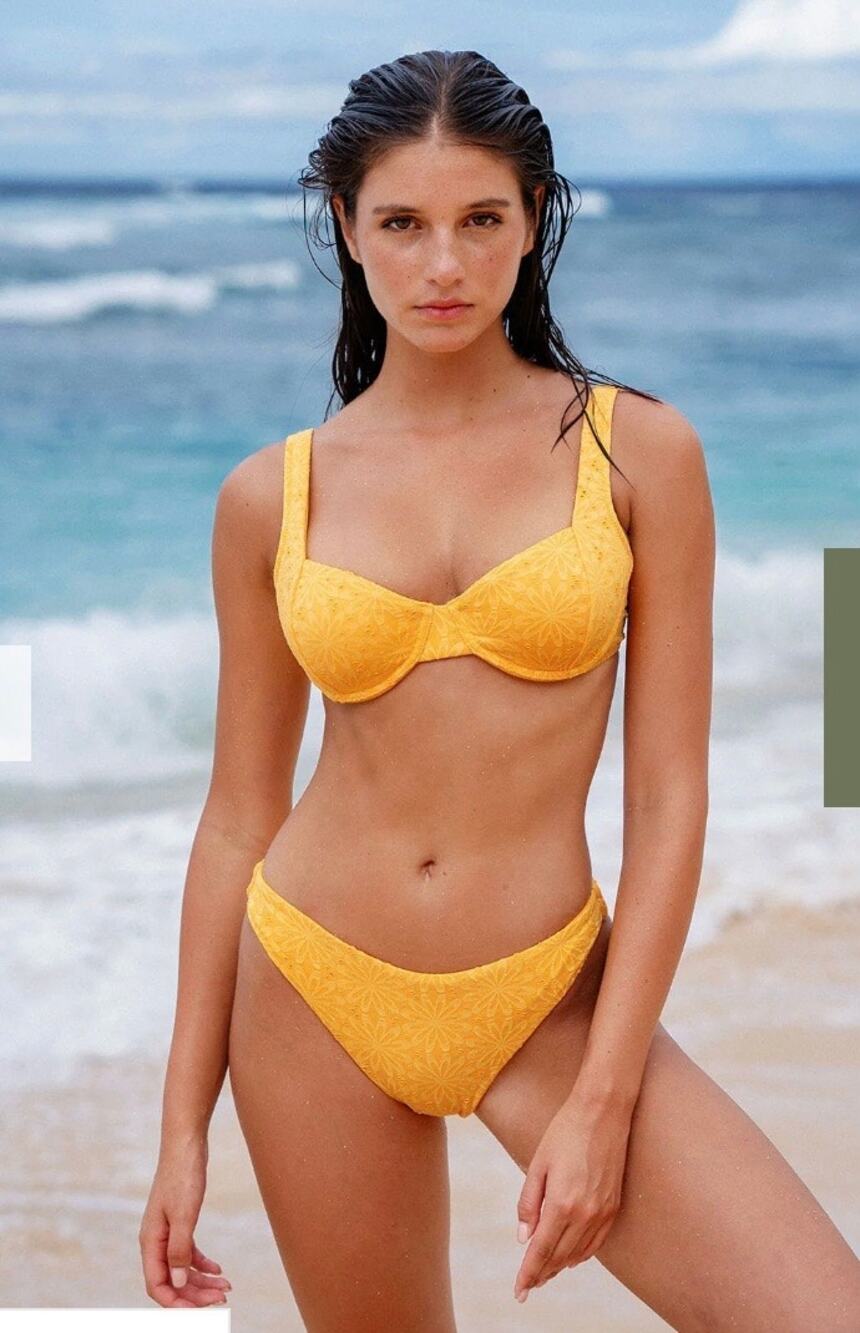 Berlook Mustard Yellow Jacquard Bikini Size XS/S